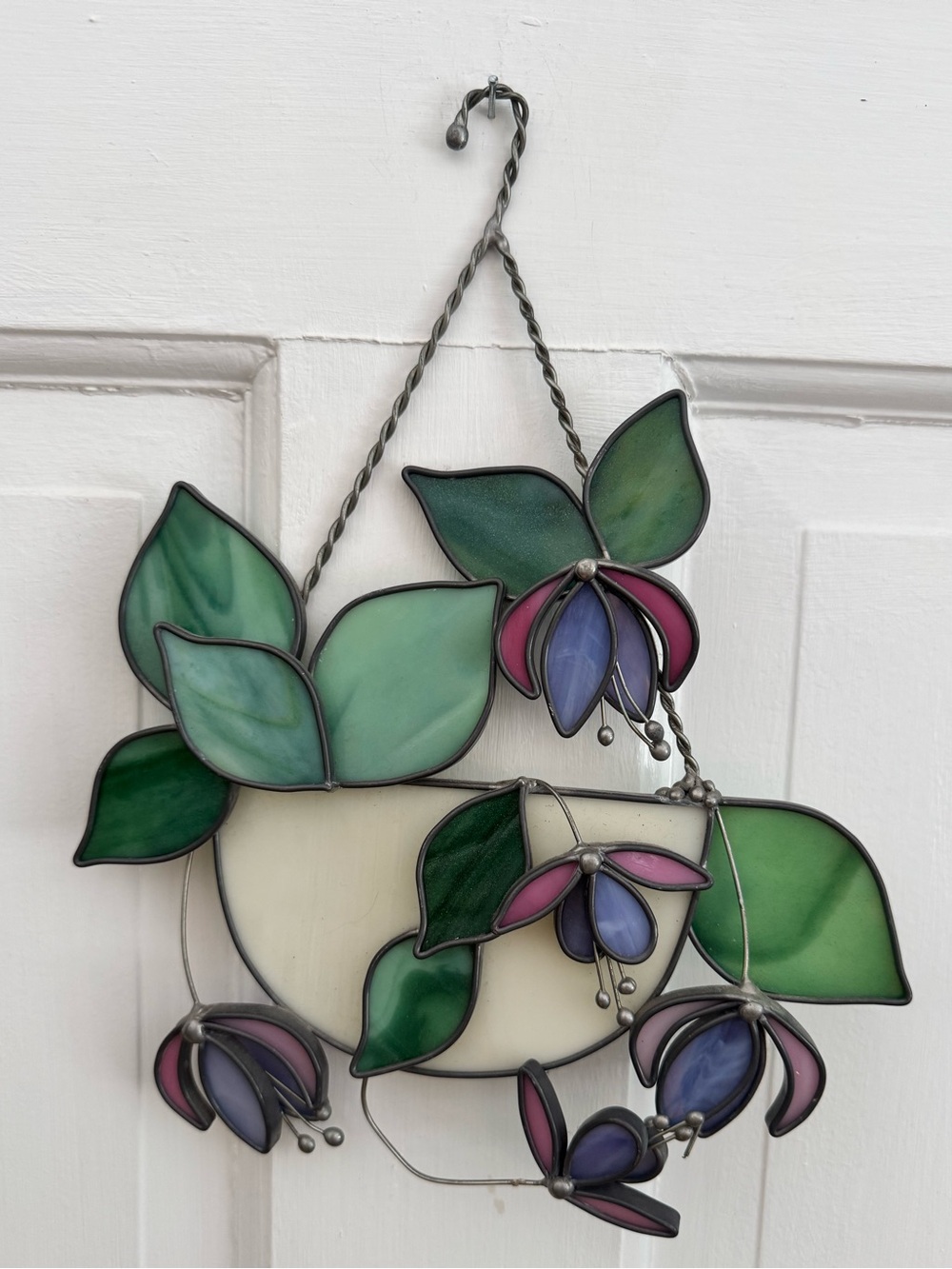 Vintage Stained Glass Suncatcher Floral Plant Hanging Wall Art Decor